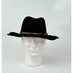 Double S Outback Wool Felt Hat Black Medium Cowboy Western Studded Hatband